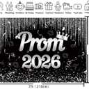 XCKALI Black Silver Prom 2026 Graduation Backdrop 7x5ft