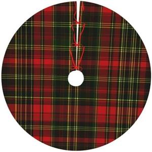 HSYOYO Buffalo Check Plaid Christmas Tree Skirt 48" Xmas Tree Mat New Year Holiday Party Christmas Decorations for Home