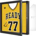 1 Pack T Shirt Display Frame, 15'' X 15'' Black Imitation Wood T Shirt Frame with 98% UV Protection Acrylic, 1" Depth of Usable Space Shadow Box, Display Case for Shirts, Jerseys, Memorabilia