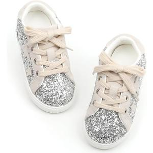 Carter's Kid's Glitter Fashion Sneakers Girls Sparkly Tennis School Slip On Shoes Walking Casual Party Dress Shoes for Toddler Children 9