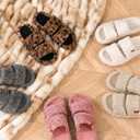 EverFoams Womens Fuzzy Open-toe Slippers Soft Comfy Memory Foam Indoor House Shoes, Size 7-8