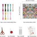 FREEBLOSS 11CT Vector Cottage Stamped Cross Stitch Kits Complete Embroidery Kits with Instruction Cross Stitch Wall Hanging Kit for Needlepoint Adults Wall Art Decoration 18x18in/45x45cm