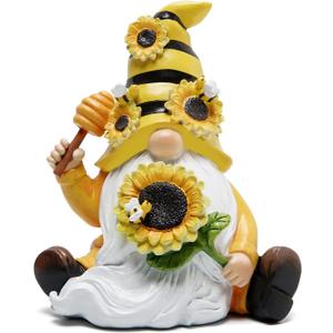 Hodao Bumble Bee Spring Gnome Decorations for Porch, Garden Yard Honey Elf Ornaments World Bee Day Decorations Gifts for Outdoor Garden Decor Birthday Gifts for Mom, Grandma, Women (Yellow)