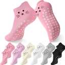 Geyoga 6 Pack Grip Cat Socks for Women Cute Yoga Cat Socks for Girls Non Slip Ankle Supplies for Pilates Dance Workout (Classic)