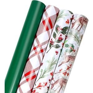 LaRibbons Christmas Wrapping Paper Jumbo Roll with Red Pom Pom, Classic Sled Design Gift Wrap Set for Christmas, Holiday, Party Celebration, 30 Inch X 40 Feet (100 sq. ft. ttl.)
