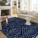Wonnitar Moroccan Washable 9x12 Rug, Large Blue Rugs for Bedroom, Non-Slip Soft Living Room Area Rug, Boho Non-Shedding Ultra-Thin Floor Carpet for Dining Guest Room Home Office (Blue,9'x12')