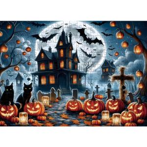 1000 Piece Halloween Puzzles for Adults Kids: Haunted House Mansion Puzzle Party Game Toy Gifts for 3+ Years Old Boys Girls Halloween Nightmare Before Christmas Jigsaw Puzzle for All Ages