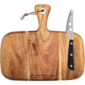 Cheese Knife Set - MATTSTONE HILL Cheese Knife & Acacia Cheese Board Set, Soft & Semi Hard Cheese Knife, Cutting Board, Charcuterie Board, Wood Serving Platter