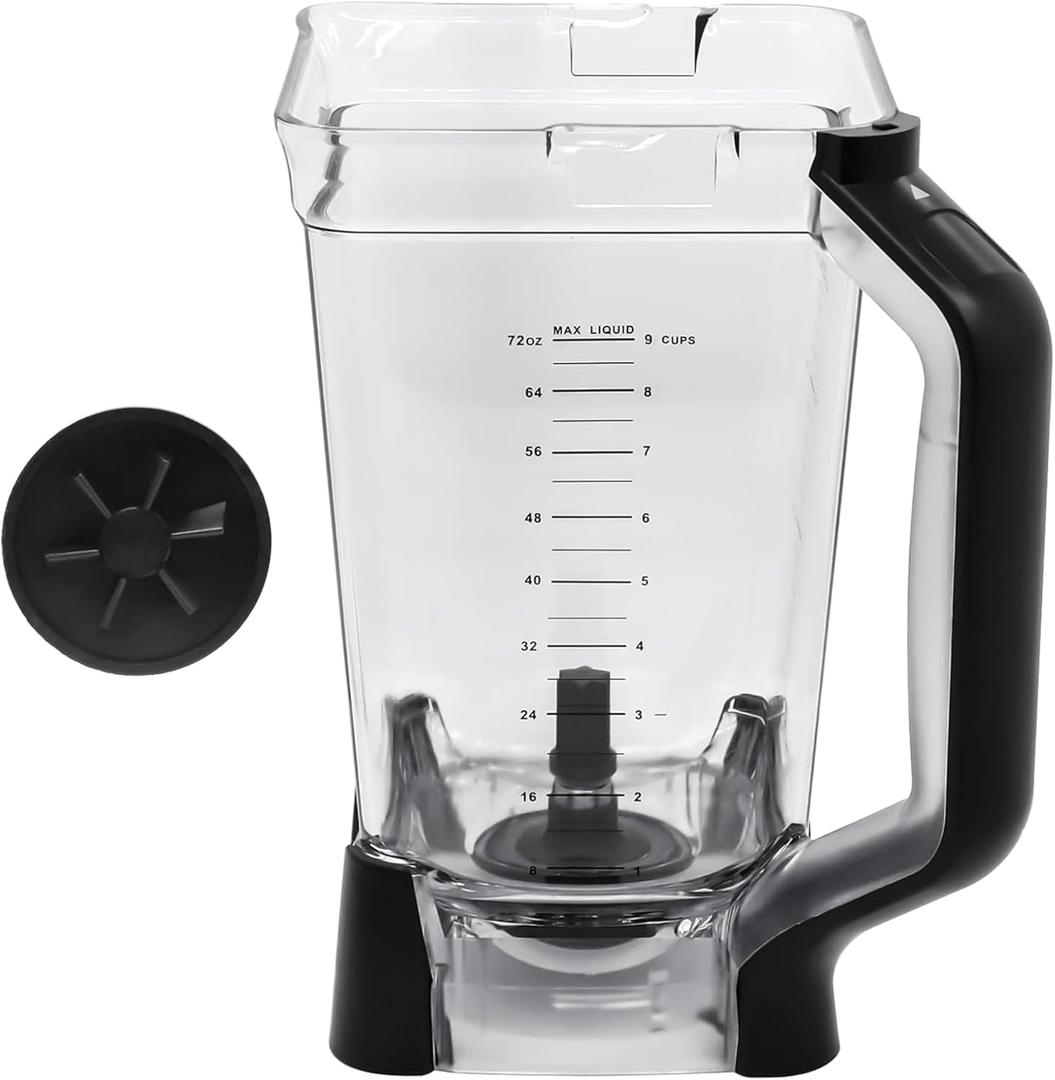Replacement Pitcher 72 oz XL Compatible with Ninja Blender (New Model) BL610,72oz Pitcher Blender Parts for Ninja BL710WM BL710WMC CO610B CO650B CT610,NEW Model Top Lid with Rim/Handle Extension ONLY