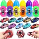 12 Pack Prefilled Easter Eggs with Toys, Cars Fidget Spinner Toys Easter Basket Egg Hunt Stuffers, Pre Filled Easter Eggs Fillers for Kids Gifts Party Favors, Goodie Bag Stuffer, Easter Prizes