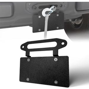Winch License Plate Bracket Compatible with 10" Hawse Fairlead, Bumper Winch Mount Roller, Universal Front License Frame Holder Relocation, Fit for Most Pickup Trucks, Off-Road Cars and SUVs