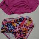 Women High Waisted Bikini Swimsuit Plus Size Flounce Top Vintage Tummy Control Bottom Two Piece Tankini Bathing Suits (Medium, Purple Leopard)