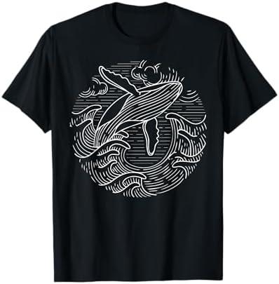 Whale Shirt Ocean Waves Humpback Whale T-Shirt Size M