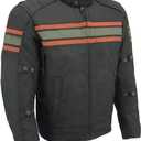 Milwaukee Leather MPM1751 Burnt Orange Leather and Textile Armored Motorcycle Jacket for Men - All Season (Black)