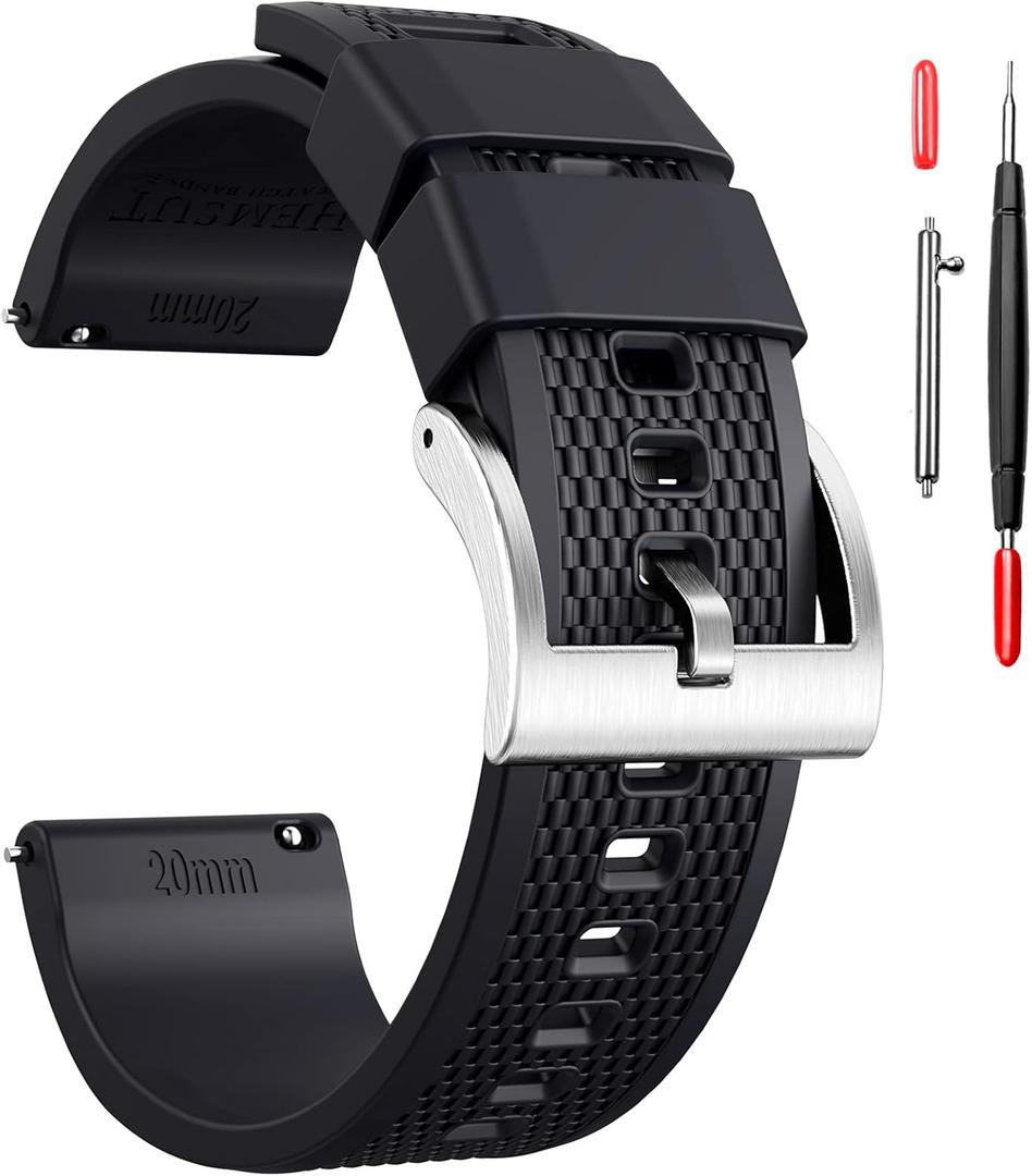 Hemsut Silicone Watch Bands, 18mm 20mm 22mm Quick Release Rubber Watch Strap for Men Women Soft Replacement, 10 Colors for Choose