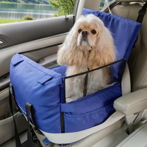 Gardner Pet Dog Car Seat for Small/Medium Dogs Puppy Booster Car Dog Seat with Safety Leash, Storage Pockets, Memory Foam Filling, Waterproof Cat Travel Carrier Bed Up to 40 Lbs