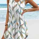 Aokosor Womens Summer Dresses 2026 Loose V Neck Sleeveless Dress Sundresses Swimsuit Coverup Vacation Outfits (M)