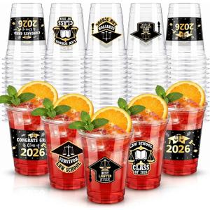 Roshtia 100 Pcs 16oz Law School Graduation Cups Bulk Disposable Plastic Cups for Class of 2026 Lawyer Graduation Party Congrats Grad for High School College Graduate Party Supplies