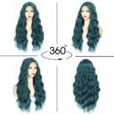Dark Green Wig 26 Inch Long Wavy Wig for Women - Heat Resistant Synthetic Hair Middle Part Curly Wig Natural Look for Daily Party Cosplay Costume Use