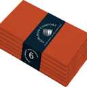 Orange Cloth Napkins 17"x17" - Set of 6-100% Cotton, Durable, Absorbent, Soft, Washable - Ideal Hotel Quality Table Linen for Dinner, Rustic Weddings, Summer, Everyday Dining