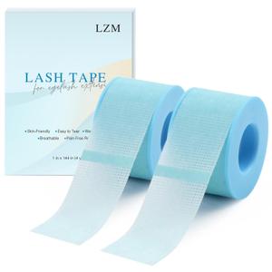 LZM Lash Tape for Eyelash Extensions,Silicone Gel Eyelash Tape for Lift/Make up, Latex Free for Sensitive Skin Lash Extensions Supplies for Eye Tech Essentials (1in x 4yd, 2 Rolls Blue)