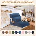 Romrol Dog Stairs Ramp for High Beds Couches, High Density Foam Pet Steps with Durable Non-Slip Waterproof Fabric Cover, Dog Stairs for Small Dogs or Cats or Pets, 3-Step,15 Inch,Dusty Blue