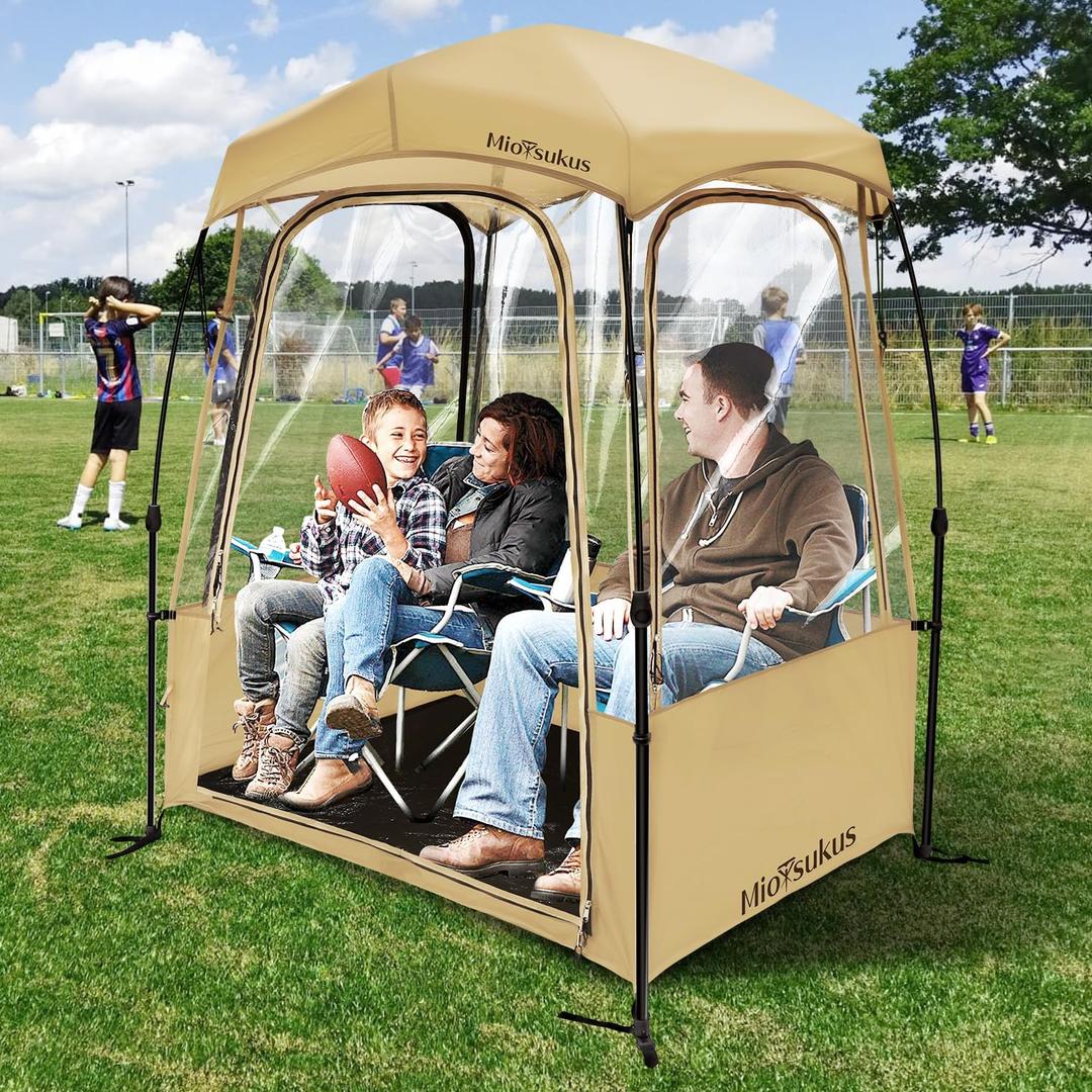 Sports Tent, Instant Weather Proof Pod, Pop Up Bubble Clear View Tent, Sports Pod with Extra Top Cover for Soccer, Football, Softball Games, and Other Outdoor Events, Baobrava, MioTsukus 1~3 People
