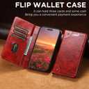 SINIANL Wallet Case for iPhone 17 Pro with Card Holder, Magnetic Kickstand Leather Flip Fold Protective Cover for Apple 17 Pro Case Wallet Red