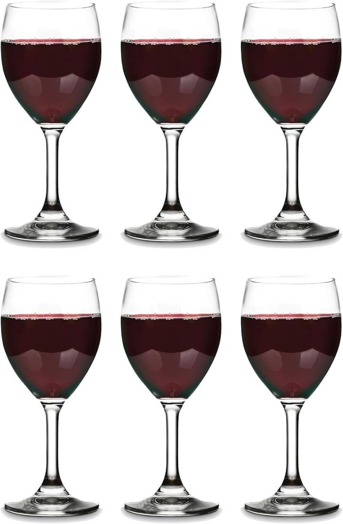 Vikko 8.5 Ounce Small Wine Glasses Set of 6, Fancy Red and White Wine Glass, Durable Stem, Copas De Vino Dishwasher Safe