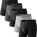 Natural Feelings Men's Underwear Viscose from Bamboo Boxer Briefs Underwear Pack for Men (Large, 6: Black Grey)