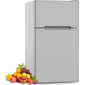 COWSAR 3.2 Cu.Ft Fridge with Freezer, Compact Refrigerator with 2 Doors for Bedroom/Dorm/Office/Apartment/Commercial, Adjustable Thermostat, Energy-efficient, Low Noise