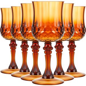 Pinkunn 6 Pcs 7 OZ Plastic Vintage Glasses Reusable Colored Goblets Patterned Drinking Water Glasses Cup Dishwasher Safe for Halloween Wedding Reception Party Supplies (Amber) Pinkunn 6 Pcs 7 OZ Plastic Vintage Glasses Reusable Colored Goblets Patterned Drinking Water Glasses Cup Dishwasher Safe for Halloween Wedding Reception Party Supplies (Amber)