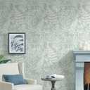 Safiyya Peel and Stick Wallpaper Green and White Floral Leaf Contact Paper Peel and Stick 17.3"x 197" Wall Paper Self Adhesive Removable Wallpaper for Bedroom Bathroom Vinyl Roll