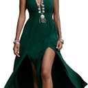 Women's Sleeveless Maxi Dress Elegant Open Back Party Cocktail Long Flowy Goddess Vacation Dress (Emerald)
