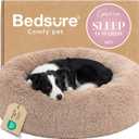 Bedsure Calming Dog Beds Large Sized Dog - Donut Washable Large Pet Bed, 36 inches Anti-Slip Round Fluffy Plush Faux Fur Dogs Bed, Fits up to 80 lbs Pets, Camel