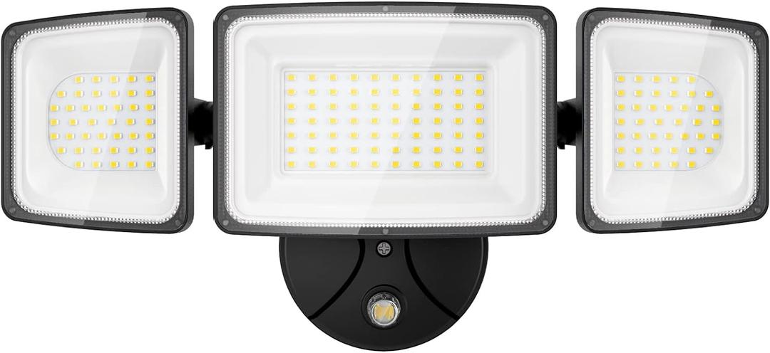 Onforu 100W Dusk to Dawn Outdoor Lighting, 9000LM Exterior Led Flood Lights, IP65 Waterproof 3 Adjustable Heads Security Black Lights Fixture, 6500K Photocell Floodlights for Garage, Patio, Yard