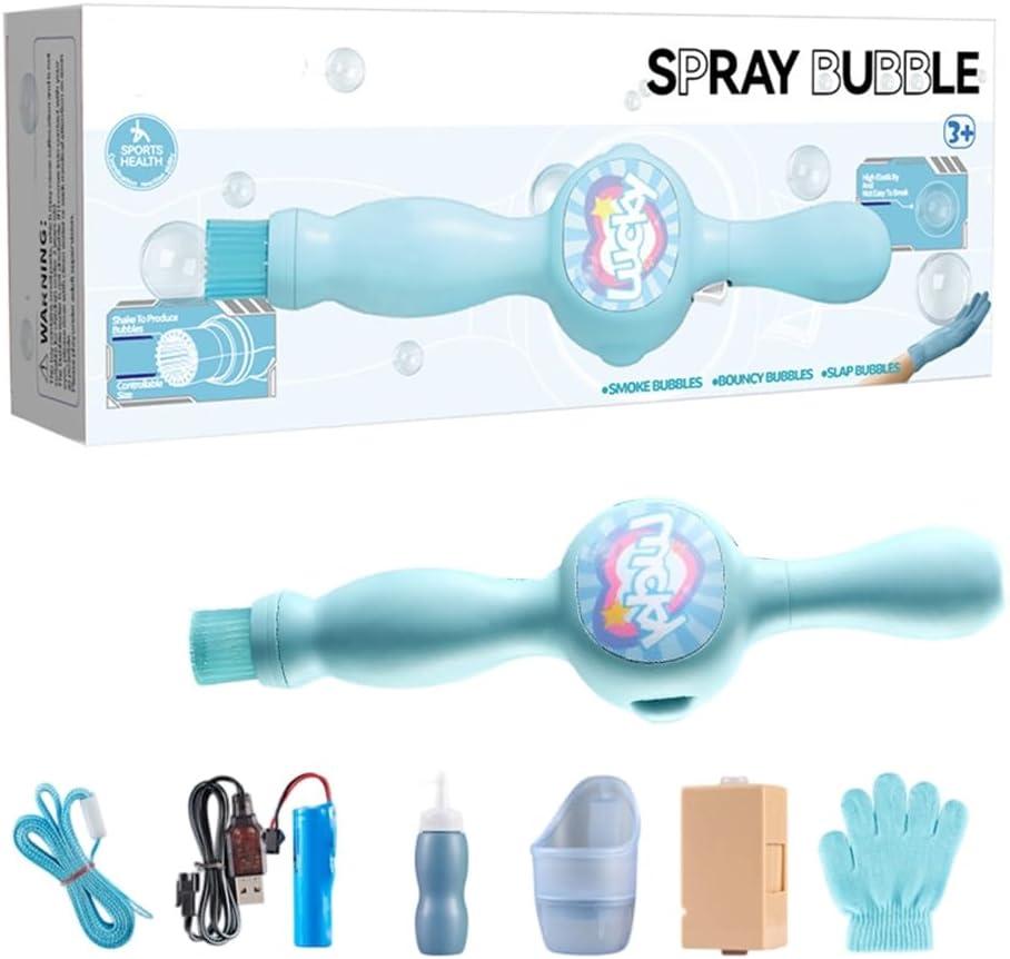 Magical Fog Bubble Wand, Friendly Fog Bubble Machine, Puff Pop Bubble Maker, Simple Button for Safe Play Role Play Props Quiet Motor Easy to Operate (Blue)