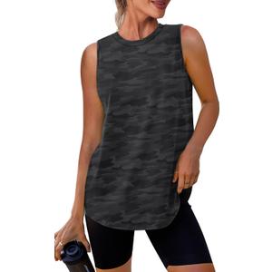 Womens Workout Tank Tops Lightweight Sleeveless Shirts for Women Loose Fit Tops for Athletic Running Tennis Yoga (Black, M)