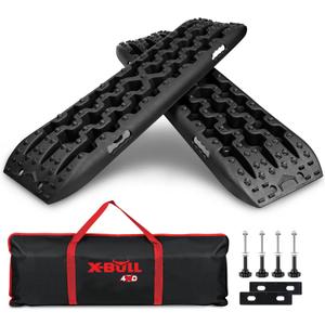 X-BULL New Recovery Traction Tracks Sand Mud Snow Track Tire Ladder 4WD (Black,3gen) (Bag+Hardware+Tracks)
