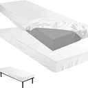 Baderke 75" x 31"x 9'' Cot Sheet (Sheet Only) Compatible with Narrow Twin Mattress Camp Bunk Beds RVs Microfiber Sheet for Bunk Guest Beds Army Cots Trifold Mattress(White,2 Pack)