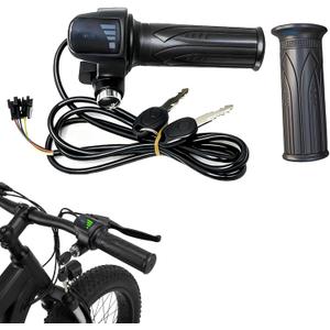 Ebike Full Twist Throttle for Ridstar Q20, 48V Ebike Throttle 3 Pin Plug and Play with LCD Display and Key Lock, Throttle Grips for Ebike Motorcycle Scooter
