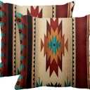 Emvency Set of 2 Western Throw Pillow Covers 18x18 Inches Decorative Brown Geometric Abstract Vintage Polyester Pillow Cases Square Pillocases for Bed Sofa