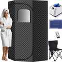 Durable and Portable pentagonal (46 x46 x67) Home Sauna Tent, Equipped with a Quick Heating steam Room, Remote Control, Folding Chairs, and Floor mats, Suitable for Indoor and Outdoor Relaxation