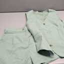 PRETTYGARDEN Women's Summer 2 Piece Outfits Sleeveless Matching Sets Button Down V Neck Vest Waistcoat and Pockets Shorts (Light Green)