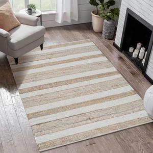WeWove Hand Woven Area Rug 4x6 Feet Natural White