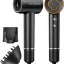 Hair Dryer, 150000 RPM High-Speed Brushless Motor Negative Ionic Blow Dryer for Fast Drying, Low Noise Thermo-Control Hair-Dryer-with-Diffuser and Nozzle (Black)