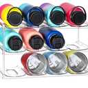 LARGER Compartment - 3 Tier Stackable Water Bottle Organizer Holder - for Stanley 40oz & Others' Large Tumbler - Clear Wine Rack, 12 Cup Bottle Holder for Cabinet Home Countertop Fridge Pantry Shelf