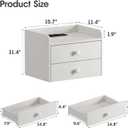 Floating Nightstand Set of 2 with 2 Storage Drawers and Charging Station Wood Wall Mounted Bedside End Table Modern Night Stands Set 2 for Bedroom,Small Space,White, 15.8 inches x 11.5 inches x 11.5 inches