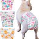 CuteBone Washable Dog Diapers Female No Tail Hole 3 Pack Reusable Doggie Period Training Pants for Docked-Tail Frenchie French Bulldog Boston Terrier Without Tail WWD05M (Medium)