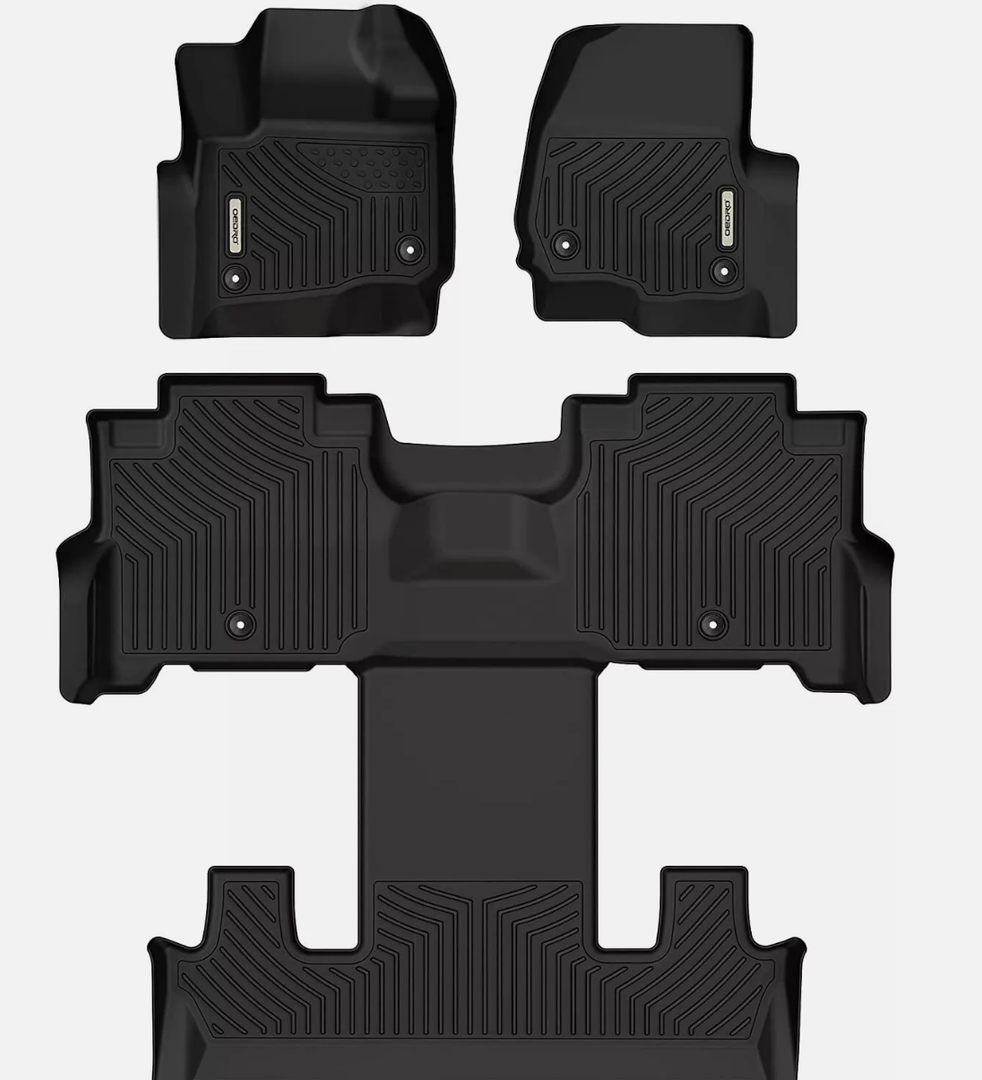 OEDRO 3 Rows Floor Mats Liners Set for 2018-2025 Expedition 2nd Row Bucket Seats